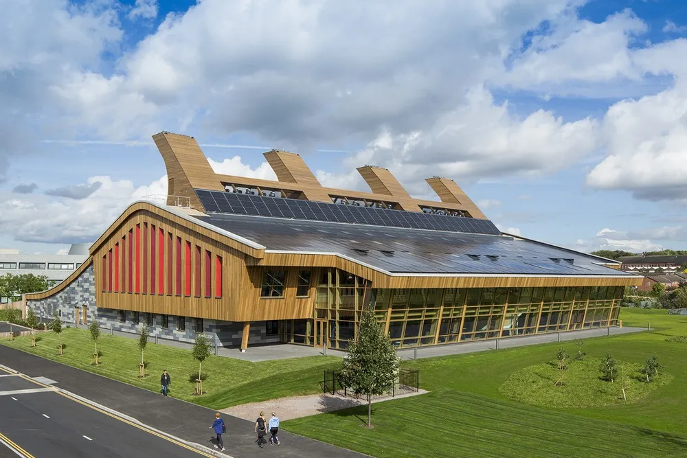 GSK Carbon Neutral Laboratory for Sustainable Chemistry — Timber-Framed Curtain Wall · Timber Cladding · Windows & Doors by Delta Facades in Jubilee Campus, Nottingham